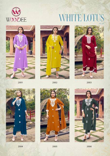 Woodee white lotus vol-2 Kurti exporters in Pune